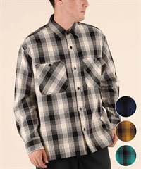 DEAR LAUREL ディアローレル 長袖 シャツ メンズ チェック ネルシャツ HEAVY FLANNEL SHIRT D25F-2601(MUS-M)