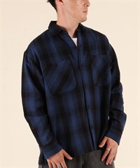 DEAR LAUREL ディアローレル 長袖 シャツ メンズ チェック ネルシャツ HEAVY FLANNEL SHIRT D25F-2601(NVY-M)