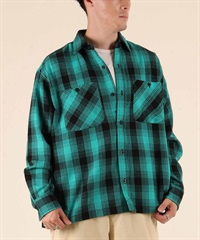 DEAR LAUREL ディアローレル 長袖 シャツ メンズ チェック ネルシャツ HEAVY FLANNEL SHIRT D25F-2601(TRQ-M)