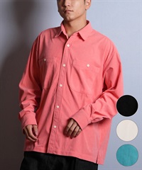 DEAR LAUREL ディアローレル 長袖 シャツ メンズ コーデュロイ 無地 シンプル CORDUROY SHIRT D25F-2602(WHT-M)
