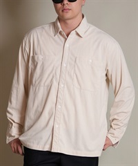 DEAR LAUREL ディアローレル 長袖 シャツ メンズ コーデュロイ 無地 シンプル CORDUROY SHIRT D25F-2602(WHT-M)