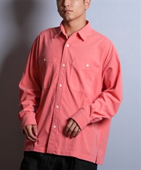 DEAR LAUREL ディアローレル 長袖 シャツ メンズ コーデュロイ 無地 シンプル CORDUROY SHIRT D25F-2602(PNK-M)