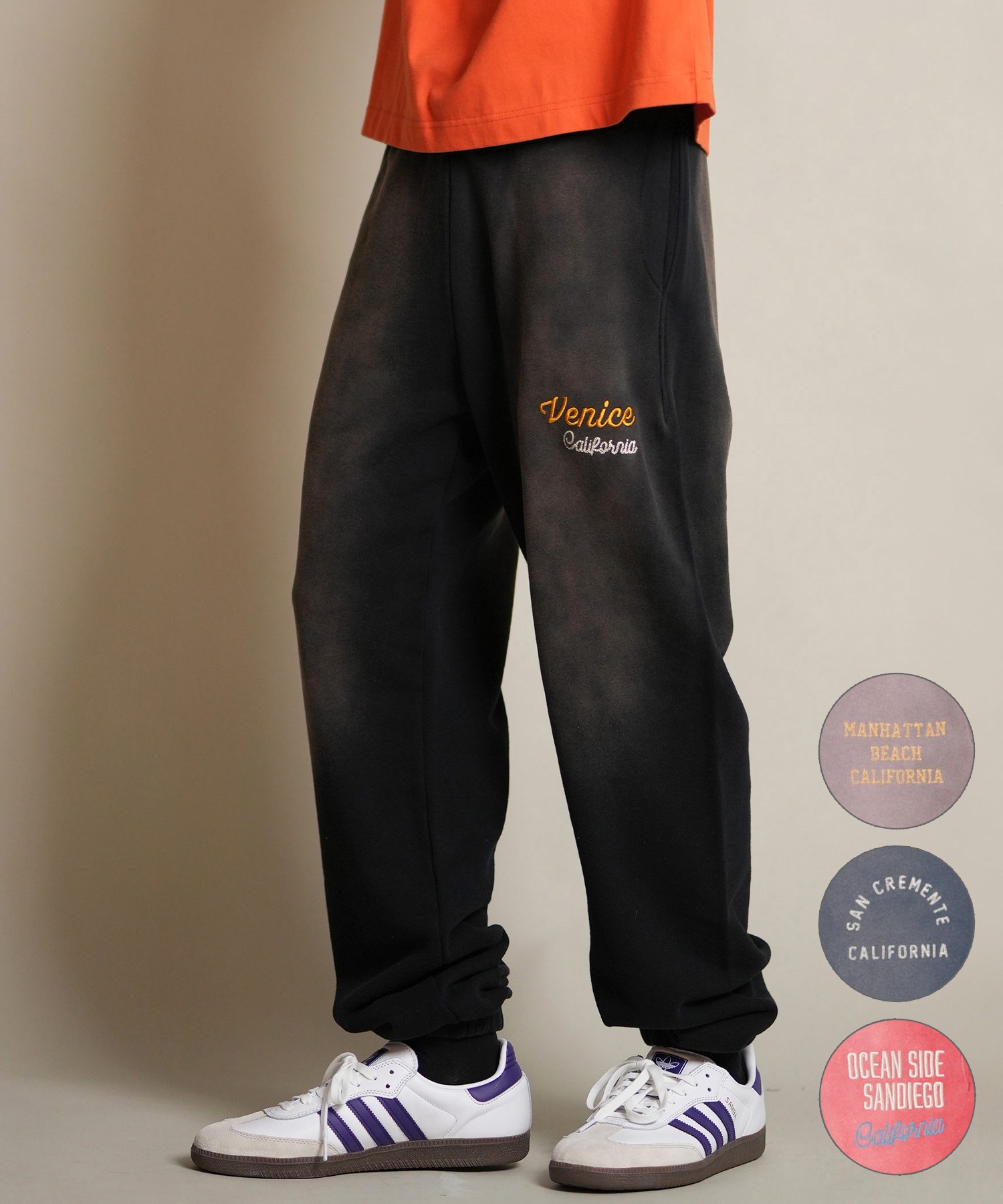 DEAR LAUREL ディアローレル ロングパンツ ロンパン メンズ スウェットパンツ ヴィンテージ加工 裏毛 セットアップ対応 D25F-3104(BLK-M)