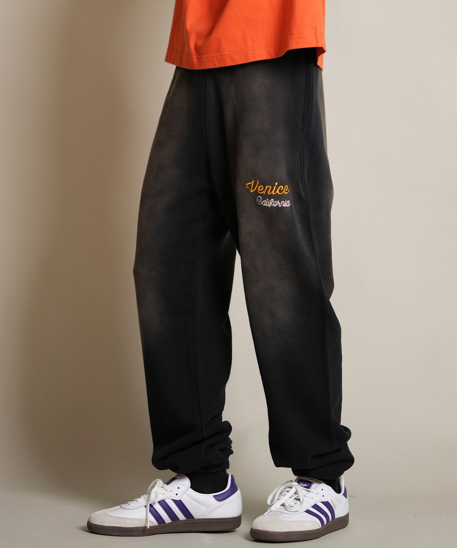 DEAR LAUREL ディアローレル ロングパンツ ロンパン メンズ スウェットパンツ ヴィンテージ加工 裏毛 セットアップ対応 D25F-3104(BLK-M)