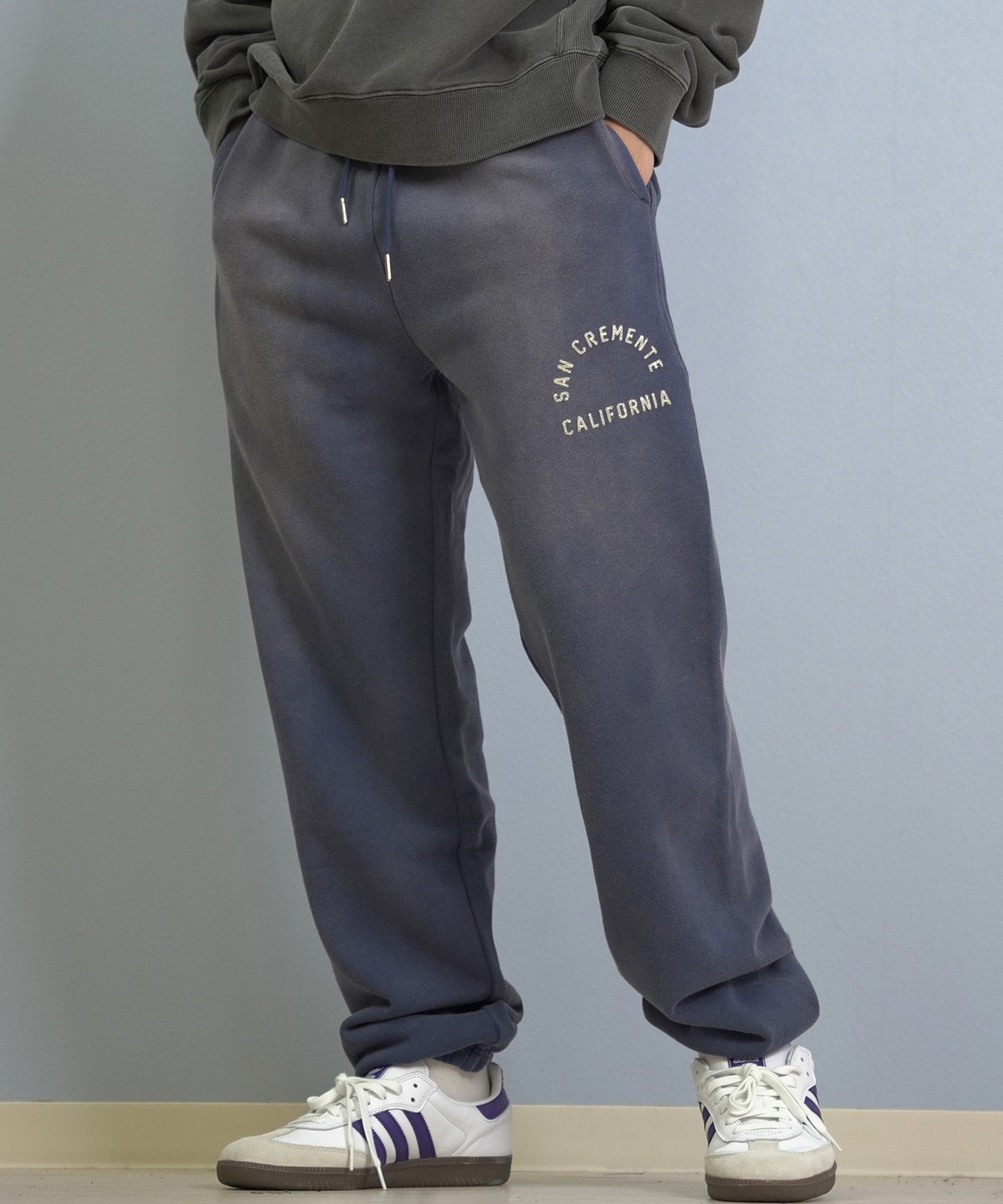 DEAR LAUREL ディアローレル ロングパンツ ロンパン メンズ スウェットパンツ ヴィンテージ加工 裏毛 セットアップ対応 D25F-3104(NVY-M)