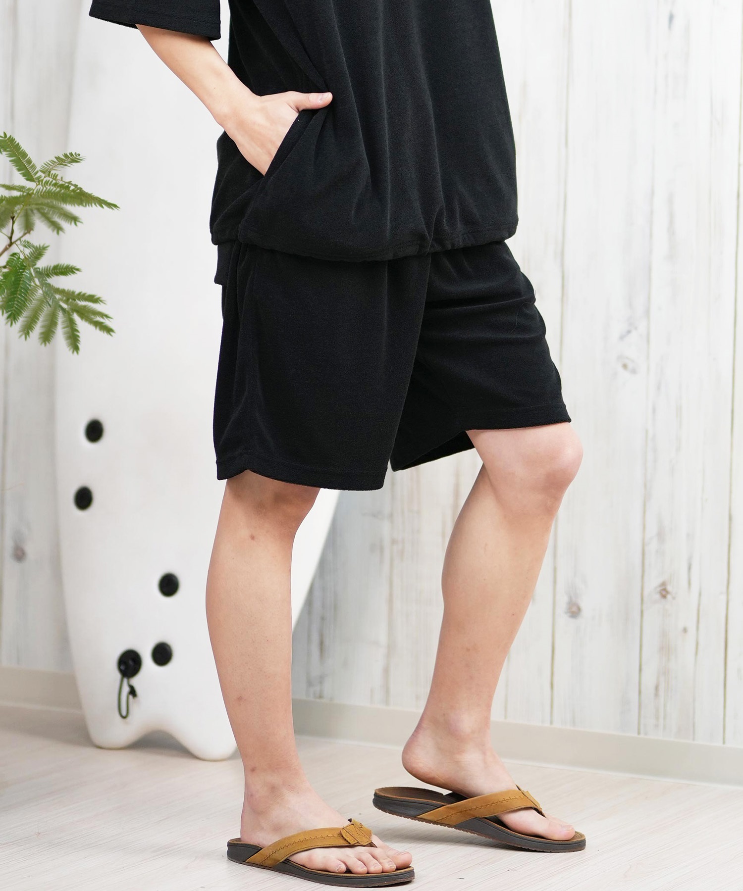 DEAR LAUREL ディアローレル ショートパンツ メンズ ショーツ 水陸両用 ユーティリティー UVカット セットアップ対応 D25S3304(BLK-M)
