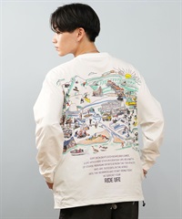 DEAR LAUREL ディアローレル 水着 ラッシュガード 長袖 Tシャツ ロンT メンズ 水陸両用 バックプリント D25S-4306(WHT-M)