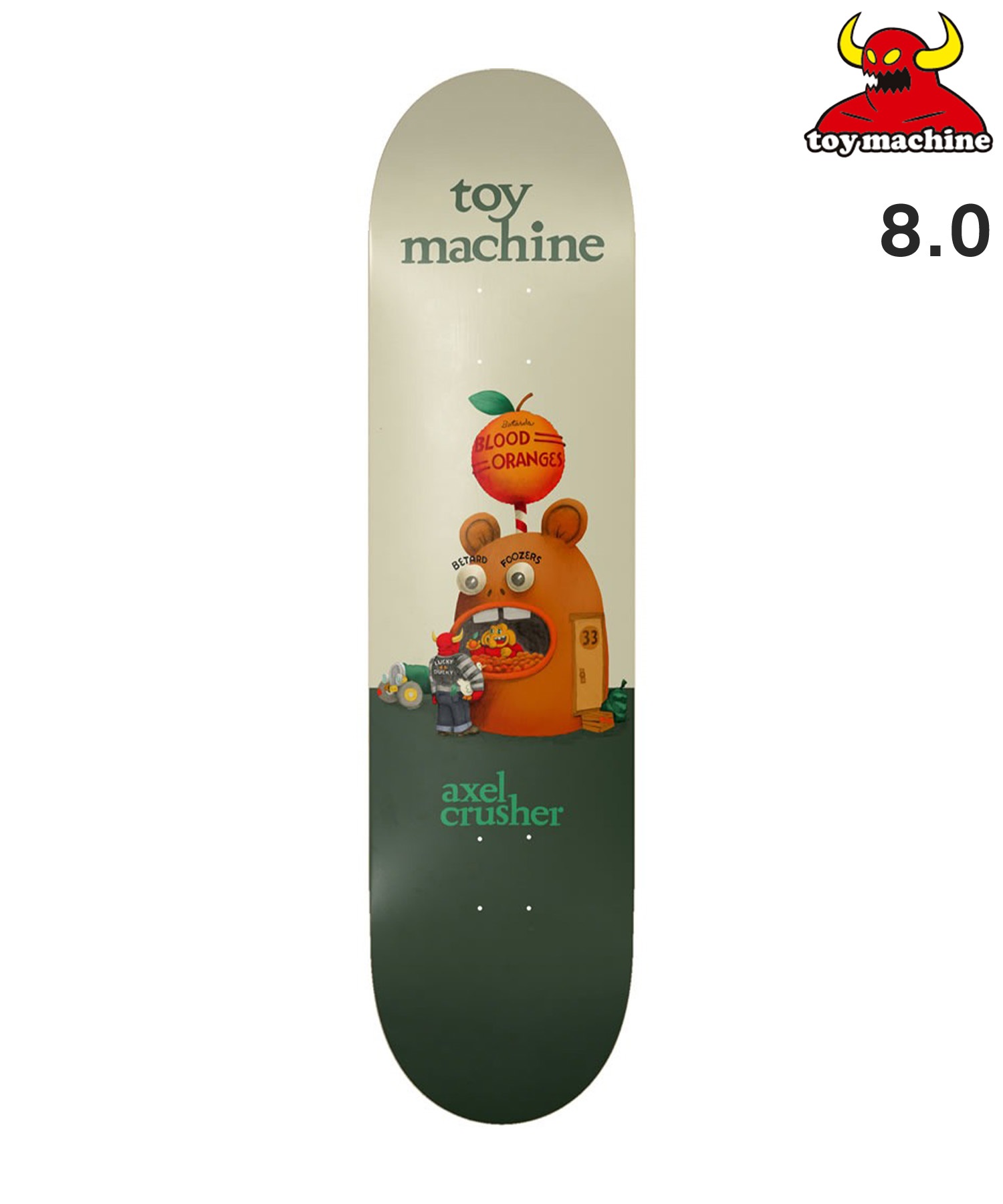TOY MACHINE トイマシーン スケートボード デッキ 8.0inch AXEL ROADSIDE ムラサキスポーツ 初心者(AXEL-8.0inch)