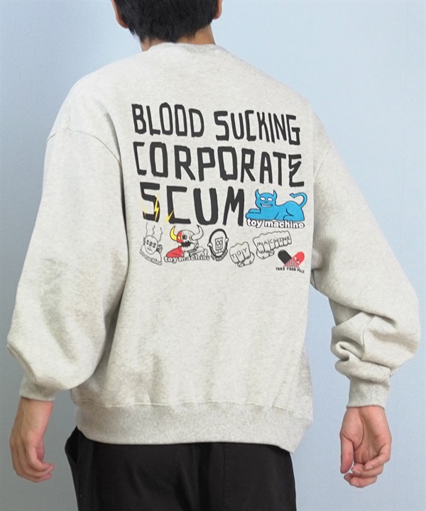 TOY MACHINE トイマシーン トレーナー スウェット メンズ クルーネック バックプリント 裏起毛 TM CAT SWEAT CREW MTMFFSW5