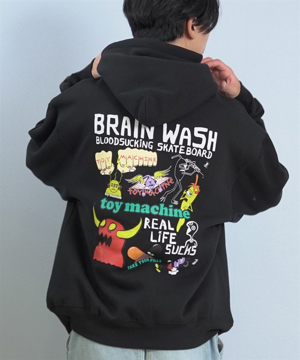 TOY MACHINE トイマシーン プルオーバー パーカー メンズ スウェット フーディー バックプリント 裏起毛 BRAINWASH SWEAT PARKA MTMFFSW8