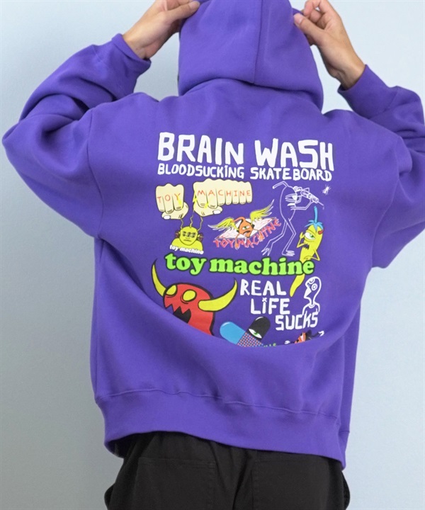TOY MACHINE トイマシーン プルオーバー パーカー メンズ スウェット フーディー バックプリント 裏起毛 BRAINWASH SWEAT PARKA MTMFFSW8