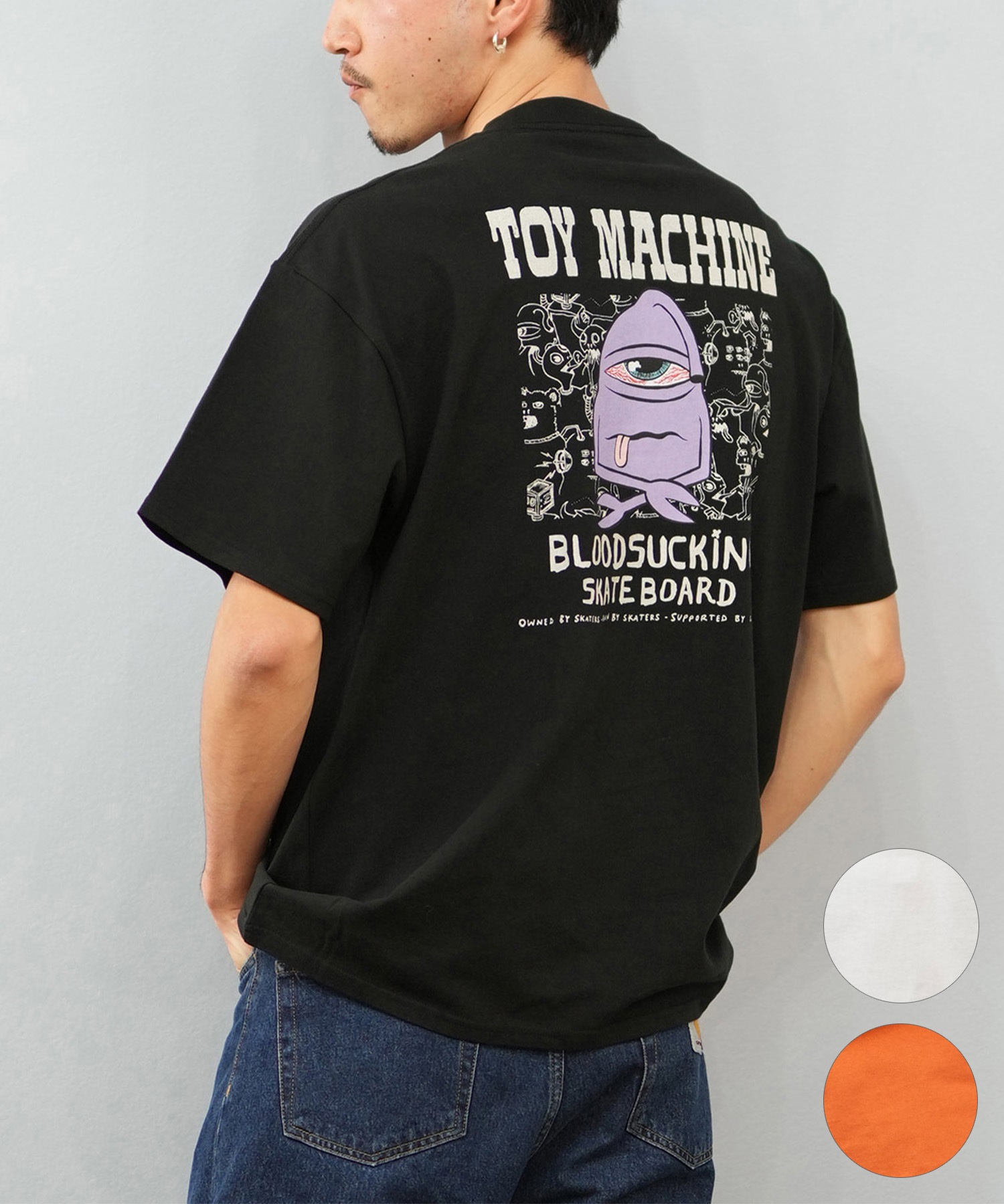 TOY MACHINE トイマシーン 半袖 Tシャツ メンズ バックプリント オーバーサイズ MTMSFST5 ムラサキスポーツ限定(WHITE-M)
