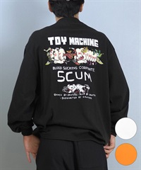 TOY MACHINE トイマシーン 長袖 Tシャツ ロンT メンズ バックプリント 袖プリント ロゴ オーバーサイズ MTMFFLT1(WHITE-M)