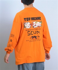 TOY MACHINE トイマシーン 長袖 Tシャツ ロンT メンズ バックプリント 袖プリント ロゴ オーバーサイズ MTMFFLT1(ORG-M)