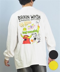 TOY MACHINE トイマシーン 長袖 Tシャツ ロンT メンズ バックプリント 袖プリント ロゴ オーバーサイズ MTMFFLT2(WHITE-M)