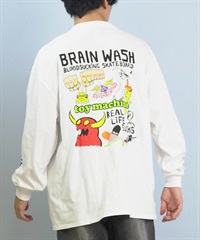 TOY MACHINE トイマシーン 長袖 Tシャツ ロンT メンズ バックプリント 袖プリント ロゴ オーバーサイズ MTMFFLT2(WHITE-M)