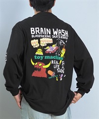 TOY MACHINE トイマシーン 長袖 Tシャツ ロンT メンズ バックプリント 袖プリント ロゴ オーバーサイズ MTMFFLT2(BLACK-M)