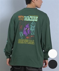 TOY MACHINE トイマシーン 長袖 Tシャツ ロンT メンズ バックプリント 袖プリント ロゴ オーバーサイズ MTMFFLT3(WHITE-M)