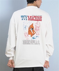 TOY MACHINE トイマシーン 長袖 Tシャツ ロンT メンズ バックプリント 袖プリント ロゴ オーバーサイズ MTMFFLT3(WHITE-M)