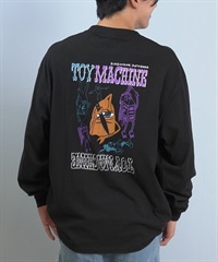 TOY MACHINE トイマシーン 長袖 Tシャツ ロンT メンズ バックプリント 袖プリント ロゴ オーバーサイズ MTMFFLT3(BLACK-M)