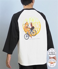 TOY MACHINE トイマシーン 七分 長袖 Tシャツ ロンT メンズ ラグラン バックプリント ロゴ オーバーサイズ MTMFFLT4(WHT3-M)