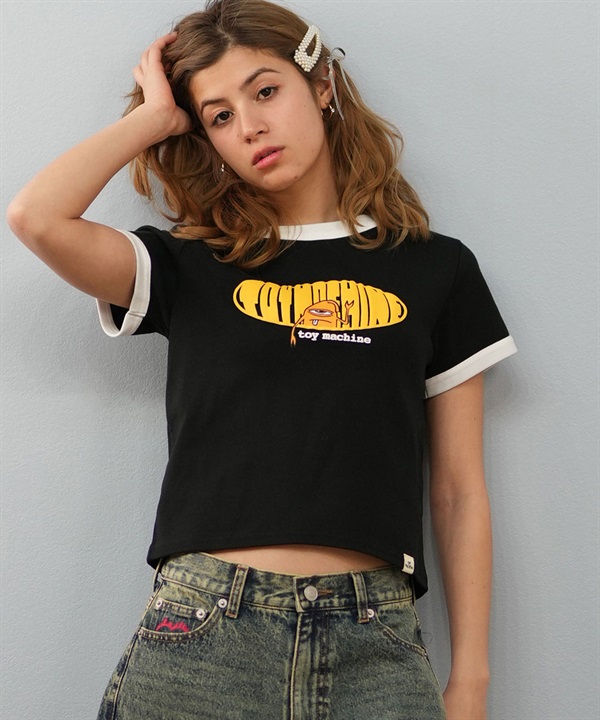 TOY MACHINE トイマシーン 半袖 Tシャツ レディース リンガーシャツ クロップド丈 MTMSFST12 ムラサキスポーツ限定