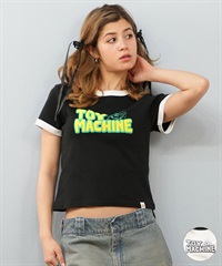 TOY MACHINE トイマシーン 半袖 Tシャツ レディース リンガーシャツ クロップド丈 MTMSFST13 ムラサキスポーツ限定