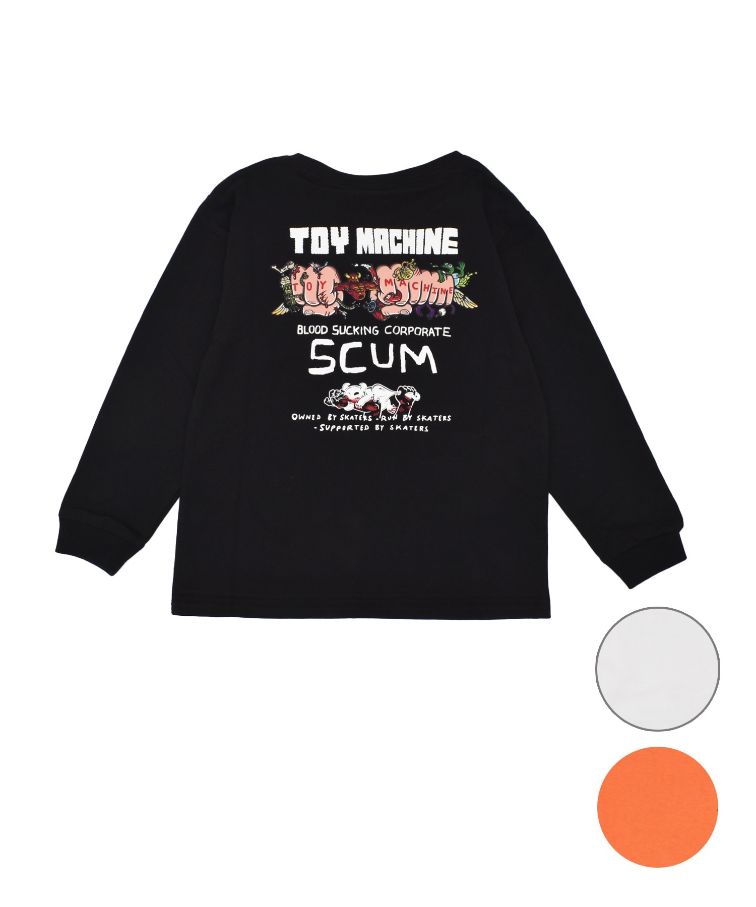 TOY MACHINE トイマシーン 長袖 Tシャツ ロンT キッズ ジュニア SCUM L S T 25A903-42(WT-130cm)