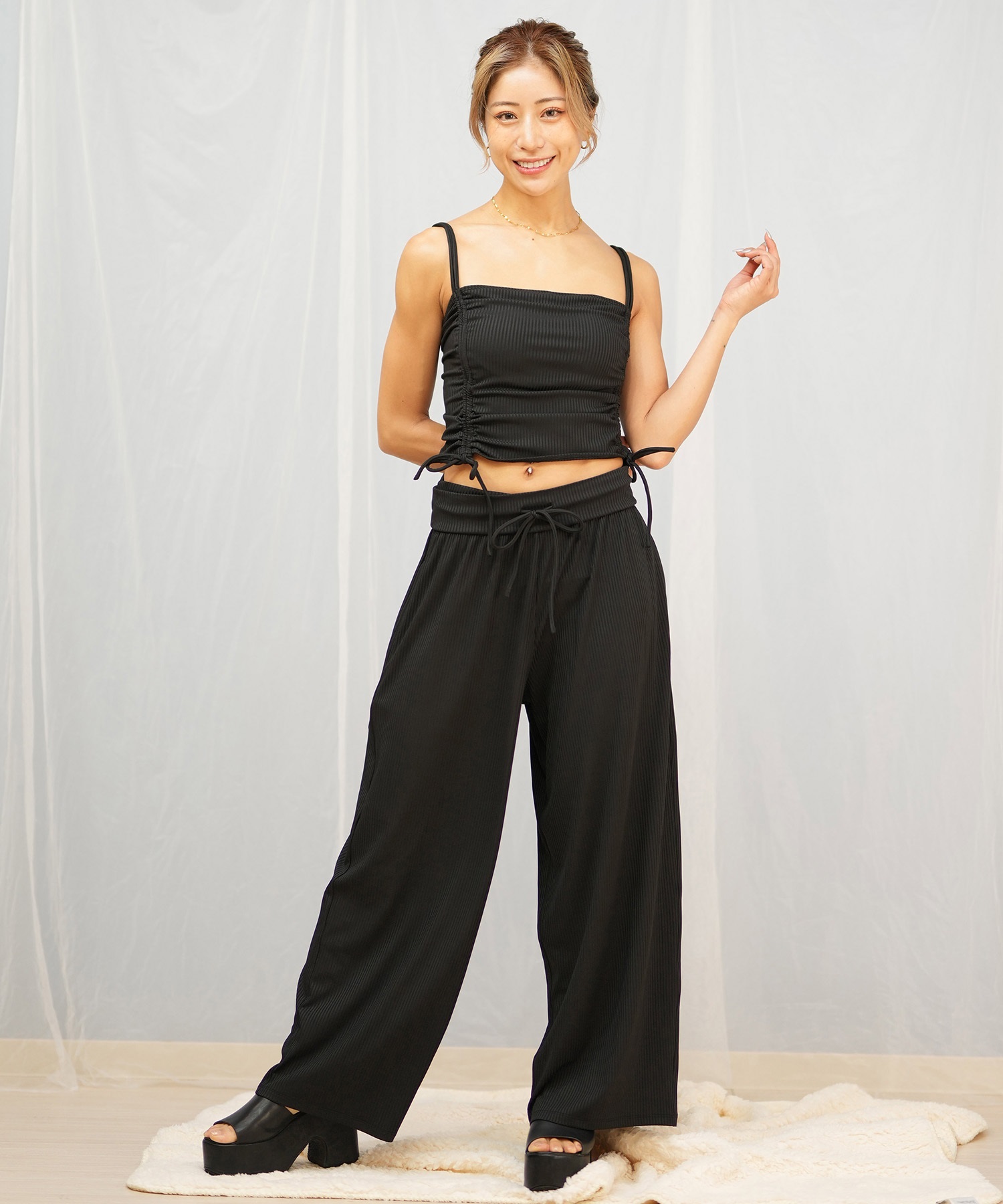 Beach Queen ビーチクイーン 3点セット リブ ギャザー 水着