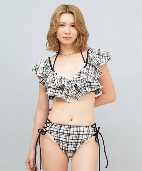 Beach Queen ビーチクイーン 水着 ビキニ レディース ショルダーフリル チェック柄 403090
