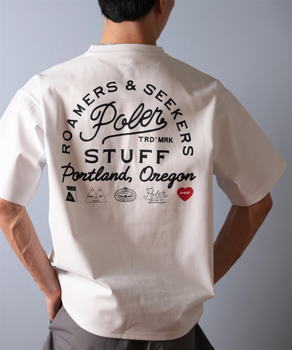 POLER ポーラー 水着 ラッシュガード 半袖 Tシャツ メンズ バックプリント 水陸両用 UVカット 259MCV0020 ムラサキスポーツ限定