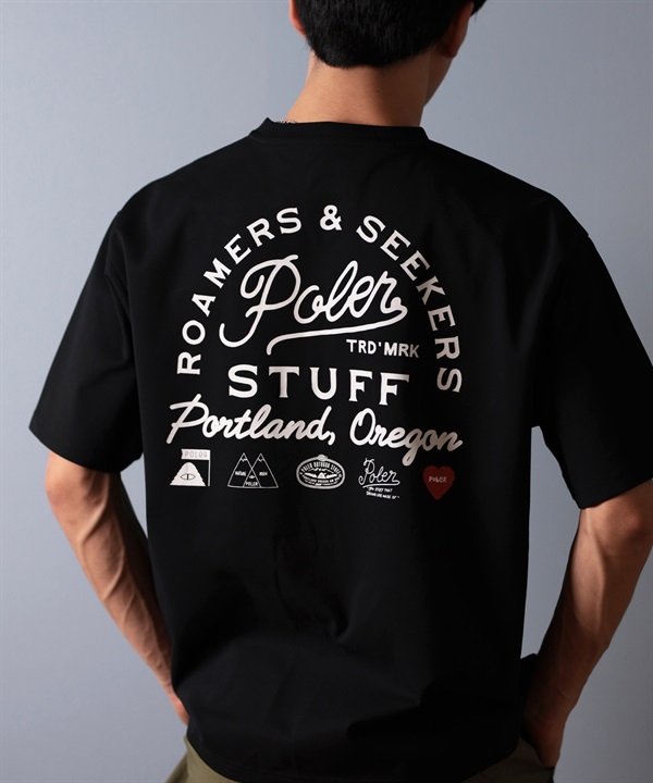 POLER ポーラー 水着 ラッシュガード 半袖 Tシャツ メンズ バックプリント 水陸両用 UVカット 259MCV0020 ムラサキスポーツ限定