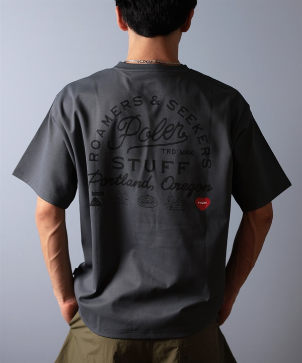 POLER ポーラー 水着 ラッシュガード 半袖 Tシャツ メンズ バックプリント 水陸両用 UVカット 259MCV0020 ムラサキスポーツ限定