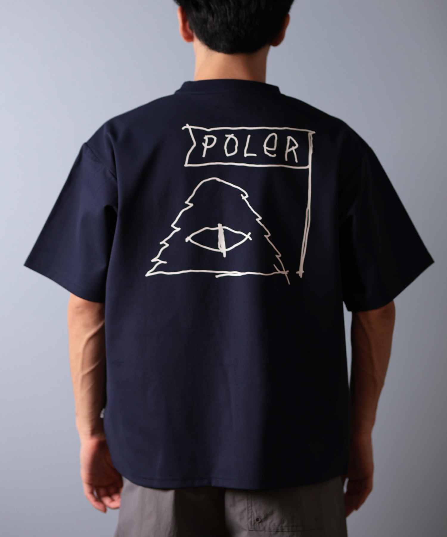 POLER ポーラー 水着 ラッシュガード 半袖 Tシャツ メンズ バックプリント 水陸両用 UVカット 259MCV0021 ムラサキスポーツ限定(NAVY-M)