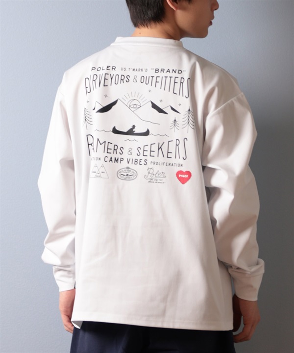 POLER ポーラー 水着 ラッシュガード 長袖 Tシャツ ロンT メンズ バックプリント 水陸両用 UVカット 259MCV0022 ムラサキスポーツ限定