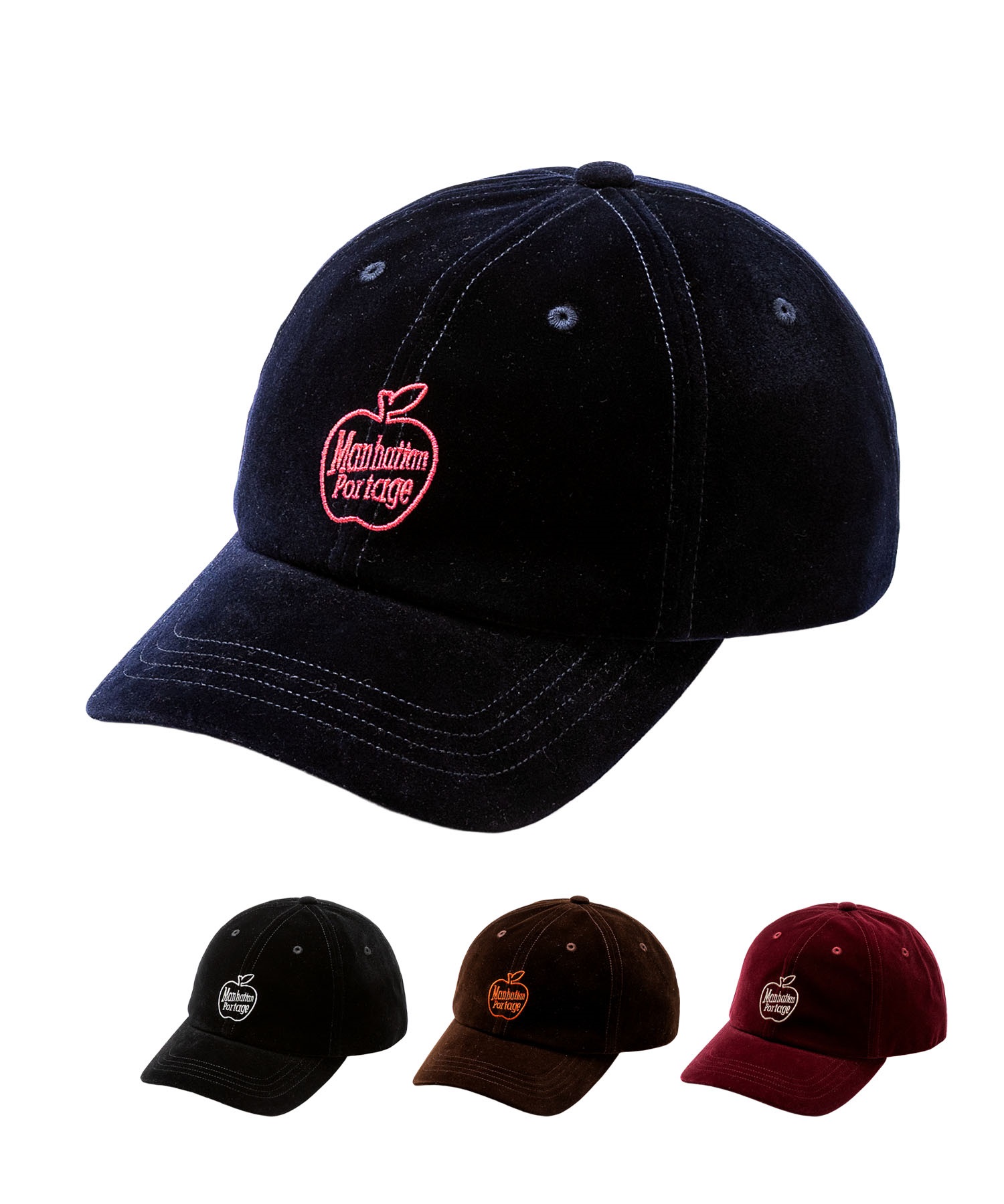 Manhattan Portage マンハッタンポーテージ キャップ ベロア Apple EMB
