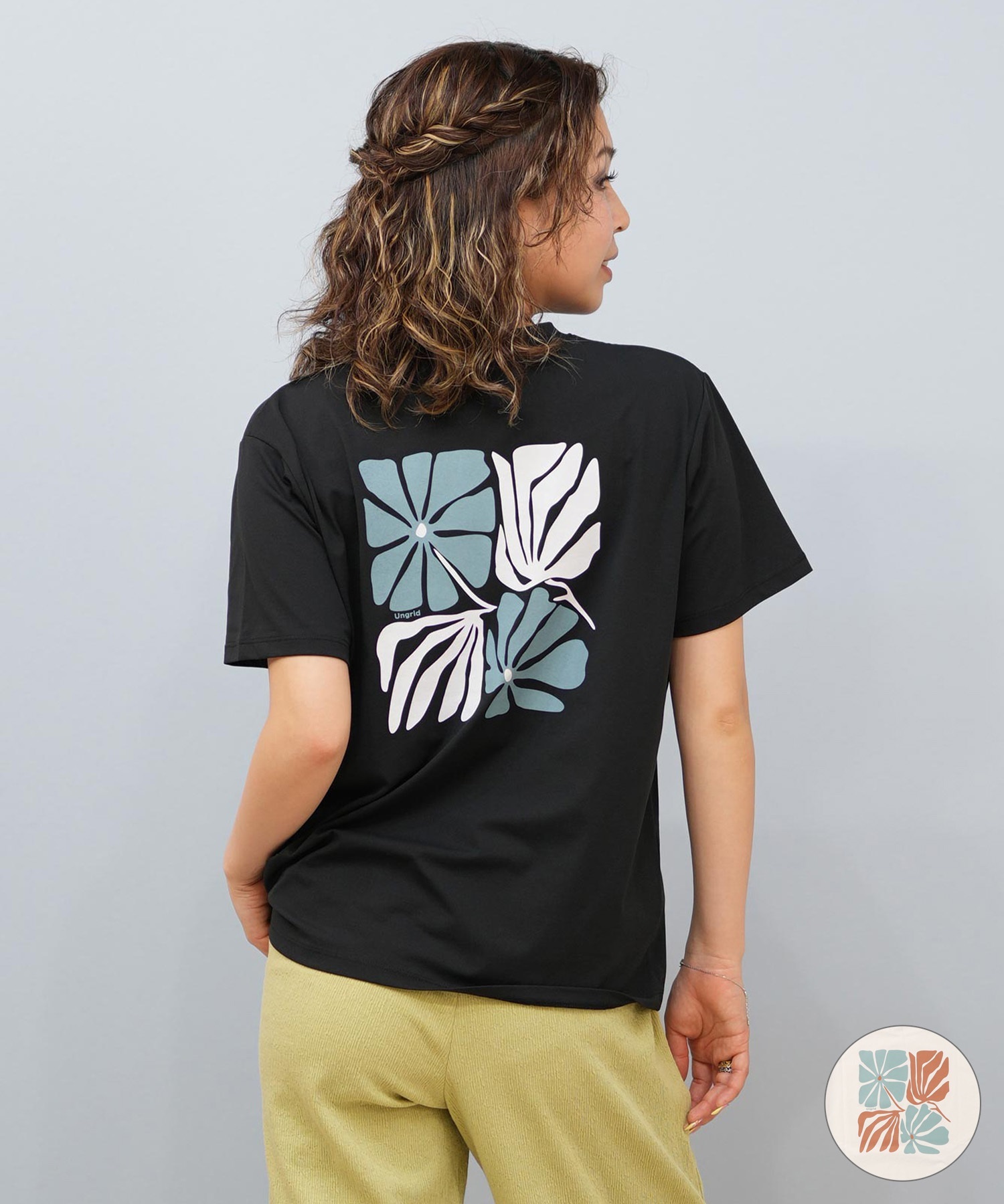 Ungrid アングリッド 水着 レディース ラッシュガード 半袖 Tシャツ バックプリント 水陸両用 UVカット 250201(WT-M)