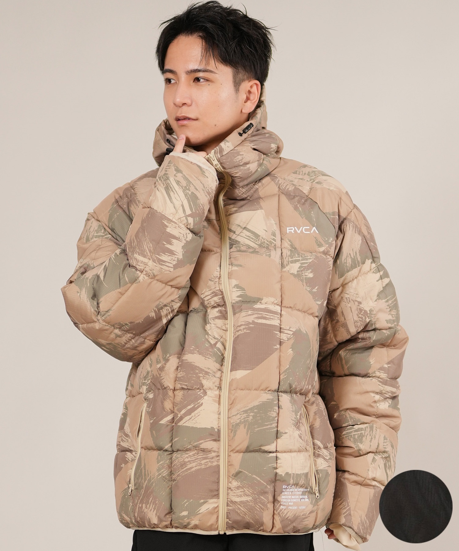 RVCA ダウンジャケット　カモフラージュ フード付き RVCA（ルーカ） 最短翌日配達 パーカー ジャケット パファー フェイク