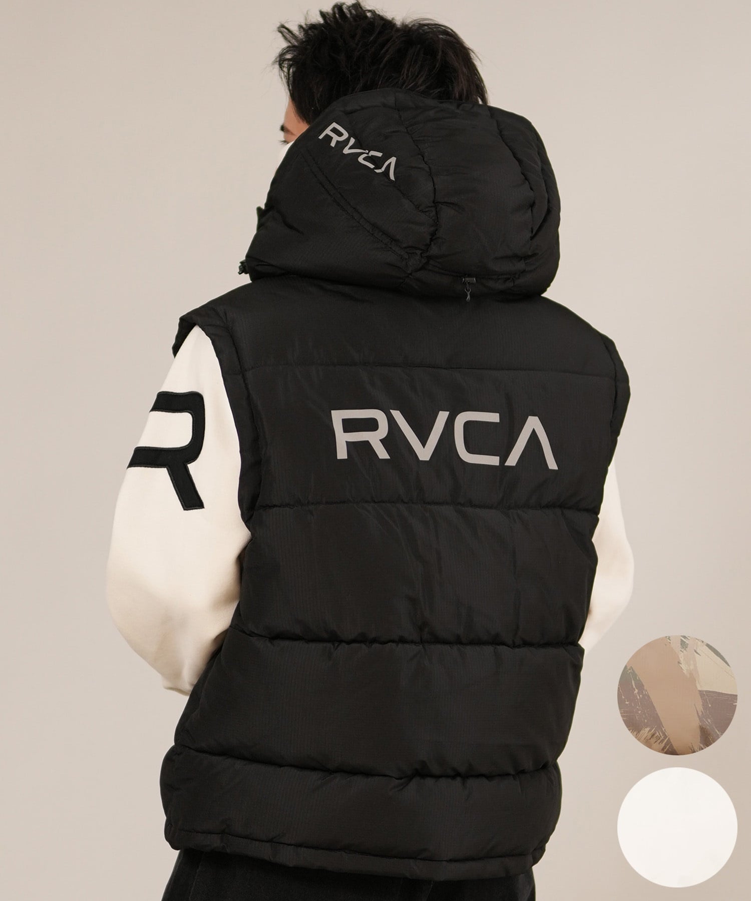 RVCA ルーカ ダウン ベスト メンズ シンプル バックプリント ロゴ
