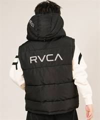 RVCA ルーカ ダウン ベスト メンズ シンプル バックプリント ロゴ WOLDWIDE BK ARCH ZIPHD JK BF042-762(BLK-S)