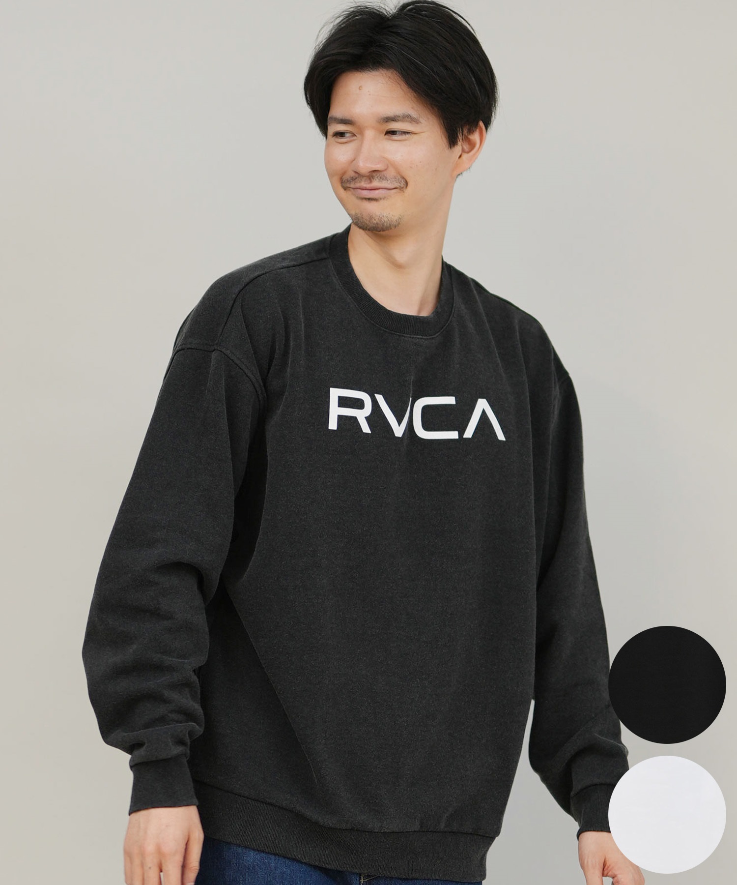 RVCA ルーカ トレーナー スウェット メンズ シンプル ロゴ BIG RVCA FADE CR BF042-002(BLK-S)