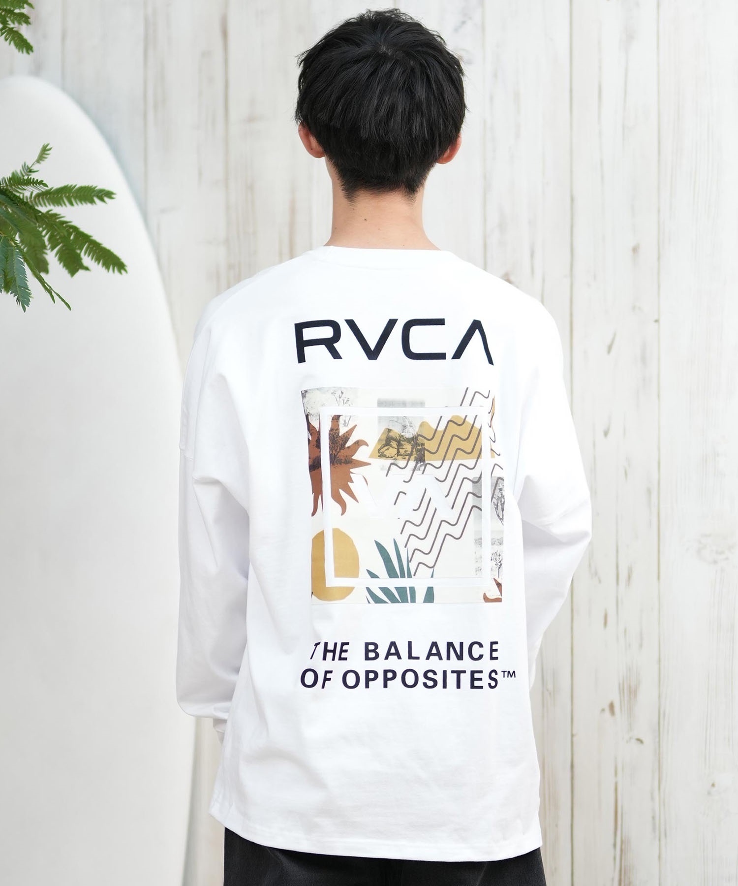 RVCA ルーカ 長袖 Tシャツ メンズ バックプリント ボックスロゴ オーバーサイズ ユニセックス ムラサキスポーツ限定 BF041-158(WHT-S)