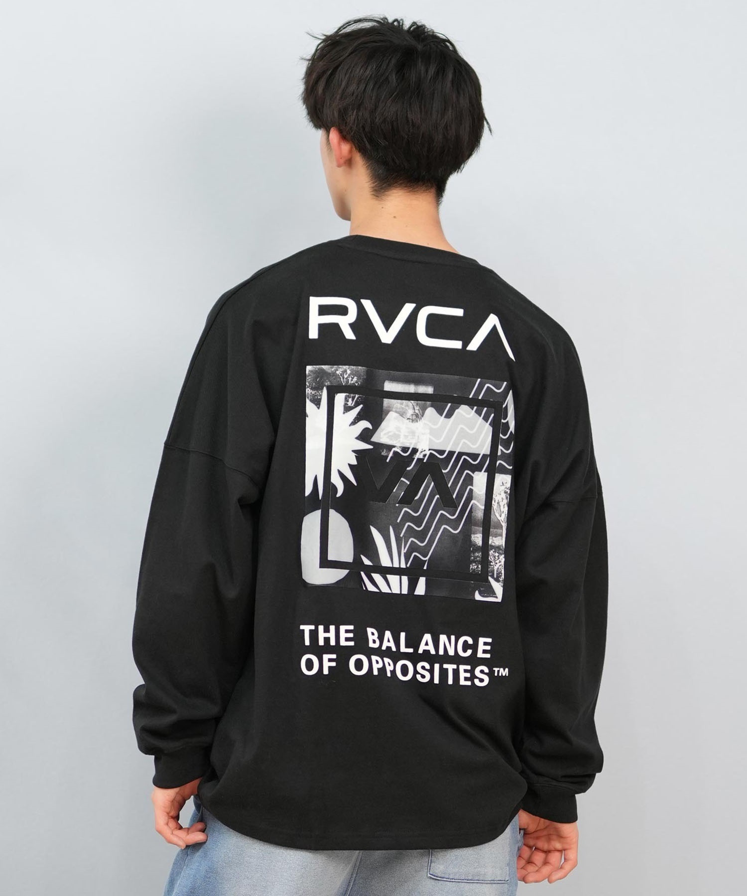 RVCA ルーカ 長袖 Tシャツ メンズ バックプリント ボックスロゴ オーバーサイズ ユニセックス ムラサキスポーツ限定 BF041-158(BLK-S)