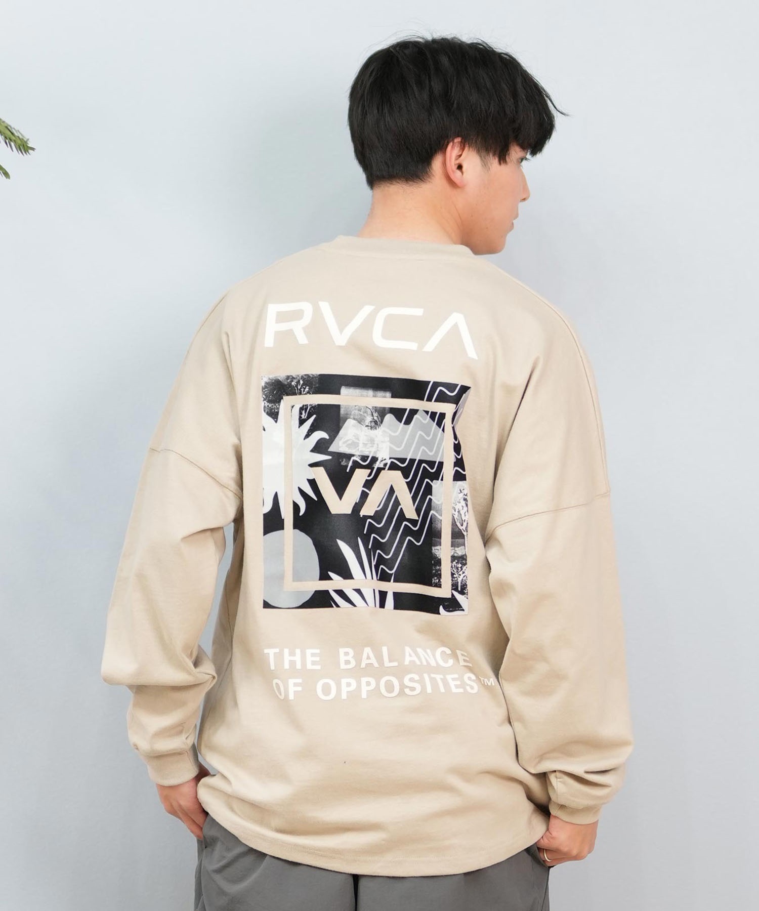 RVCA ルーカ 長袖 Tシャツ メンズ バックプリント ボックスロゴ オーバーサイズ ユニセックス ムラサキスポーツ限定 BF041-158(LGK-S)