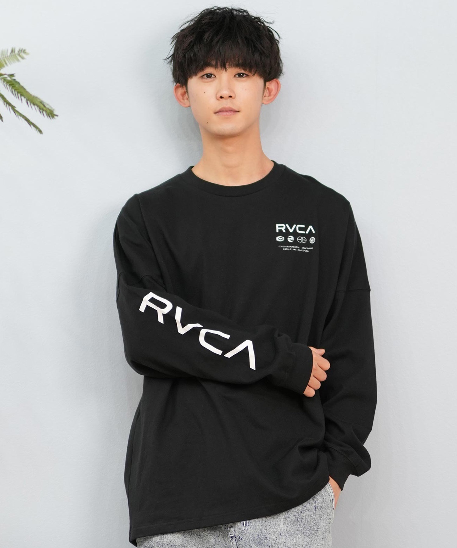 RVCA ルーカ 長袖 Tシャツ メンズ バックプリント ユニセックス ムラサキスポーツ限定 BF041-159(BLK-S)
