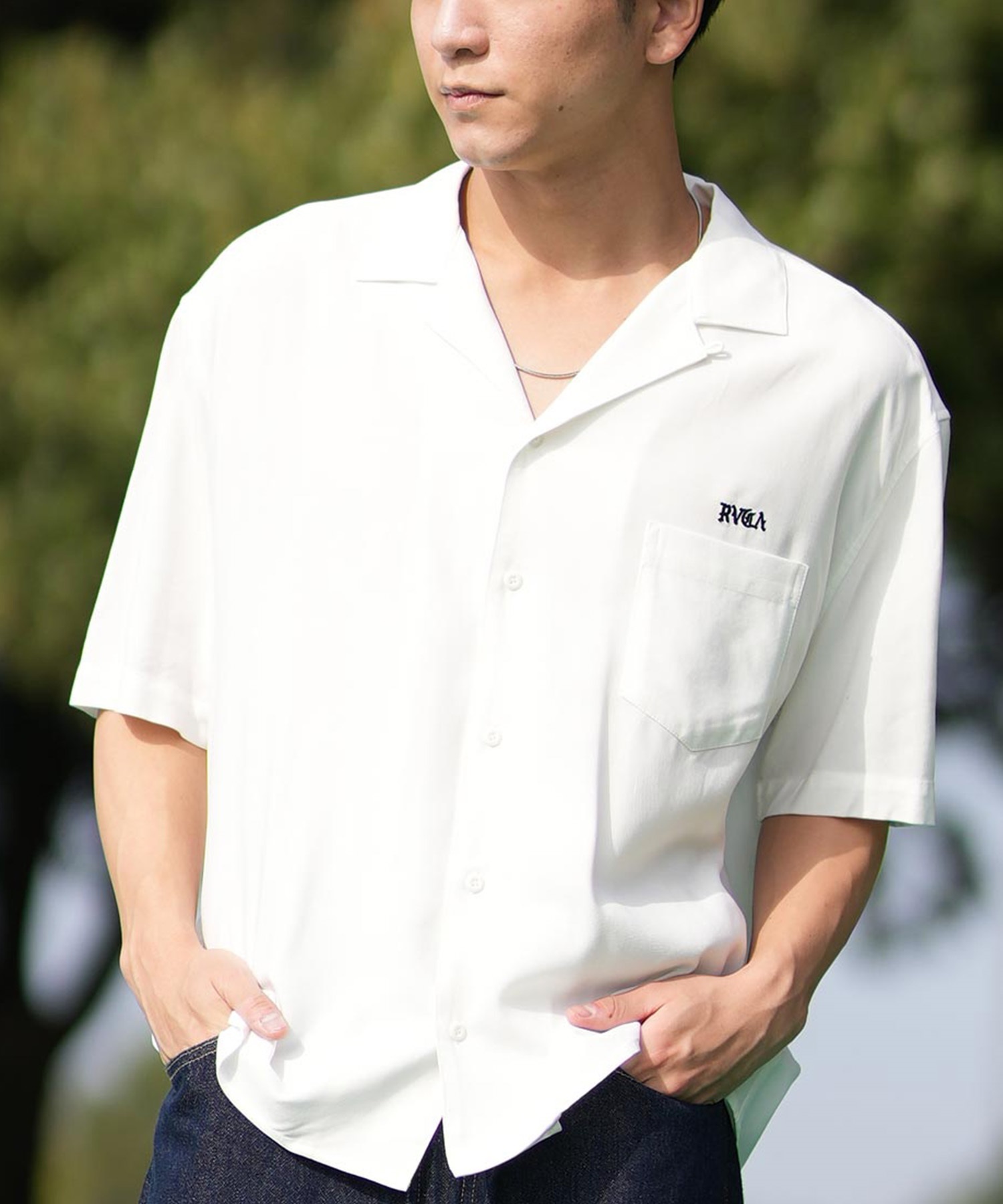 RVCA ルーカ 半袖 シャツ メンズ ワンポイント BF041-180(WHT-S)