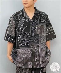 RVCA ルーカ 半袖 シャツ メンズ ペイズリー柄 セットアップ BF04A-P13(BLK-S)