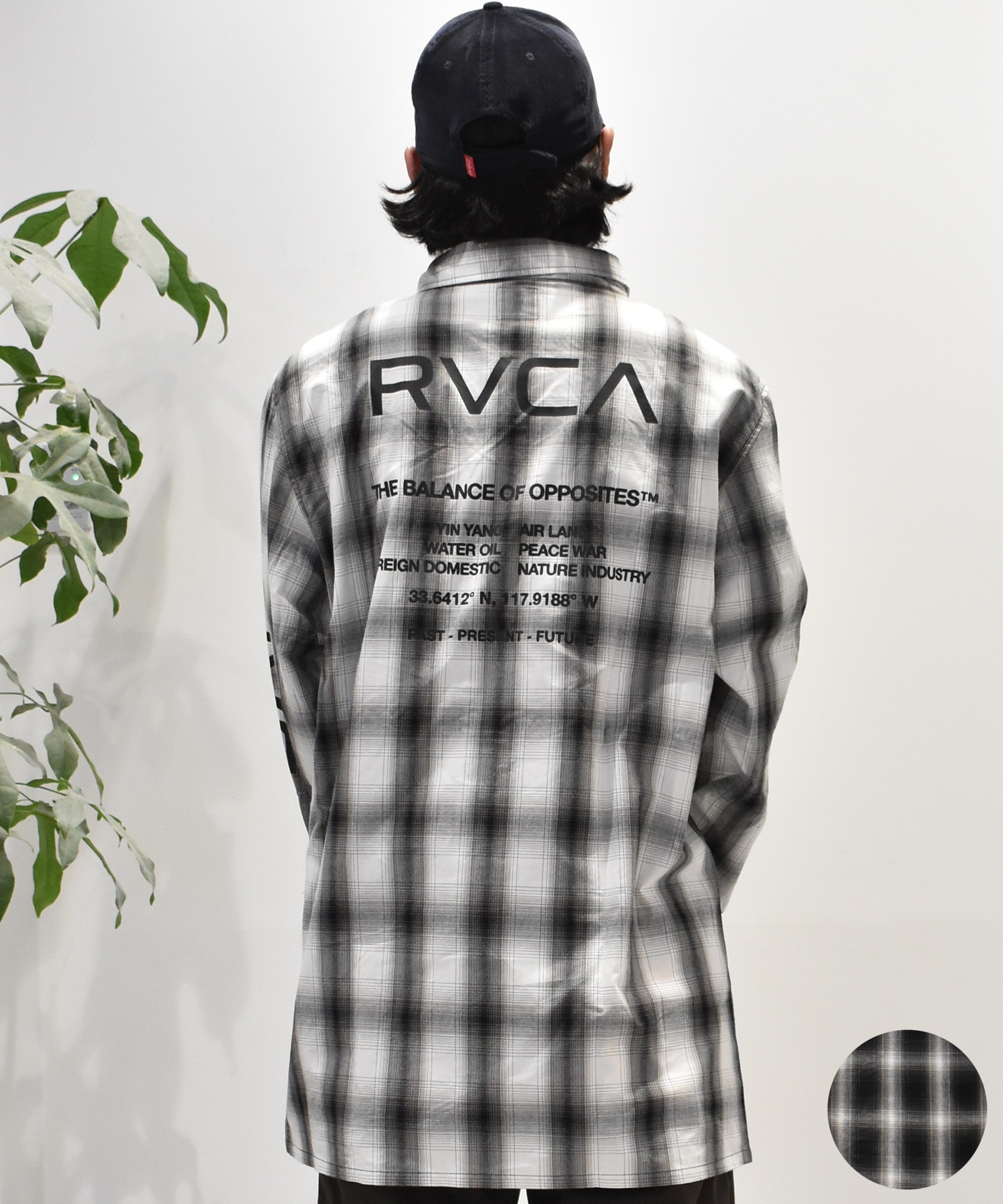 RVCA ルーカ 長袖 シャツ メンズ バックプリント ロゴ チェック NxI