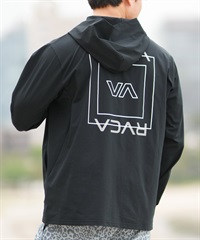 RVCA ルーカ 水着 ラッシュガード ジップアップ パーカー メンズ 長袖 バックプリント 水陸両用 UVカット 吸水速乾 BF041-P85(BLK-S)