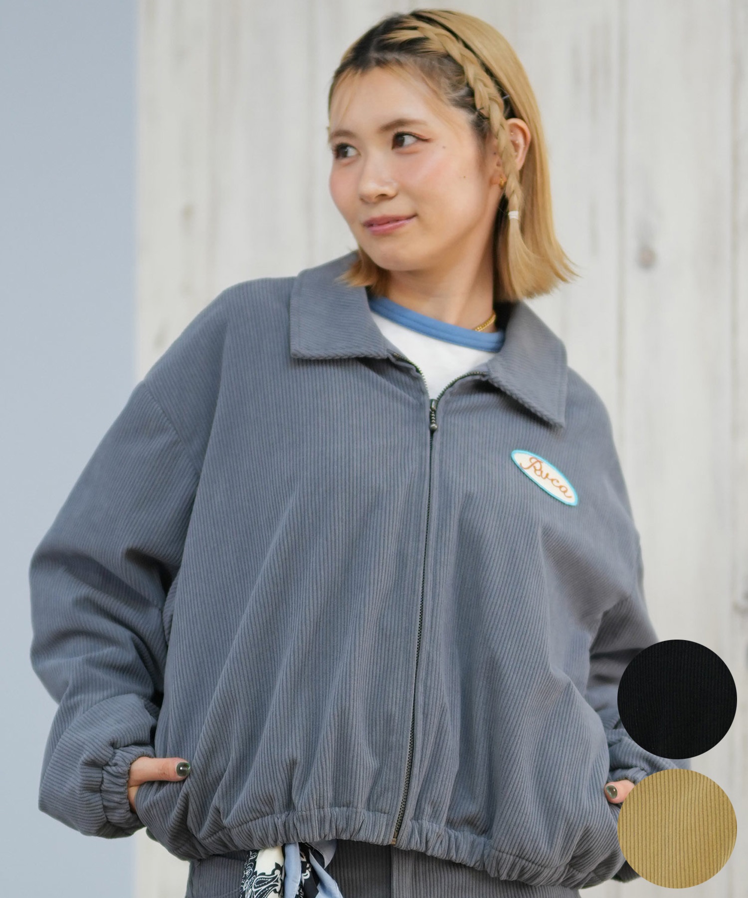 ＲＶＣＡ ＣＬＯＵＤＹ　ＲＶＣＡ　ＣＲＥ　Ｗ スポーツカジュアル レディスアウター BE044007-CLO RVCA ルーカ ジャケット レディース コーデュロイ ワッペン ロゴ